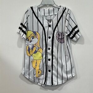NWOT Lola Bunny Space Jam Looney Tunes Kids Baseball Jersey Shirt 7/8 Rhinestone